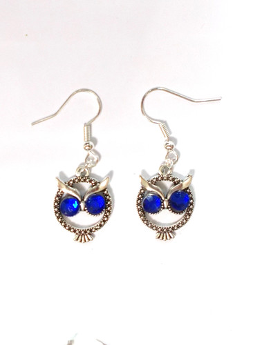 Owl bird dangle silver - owl,