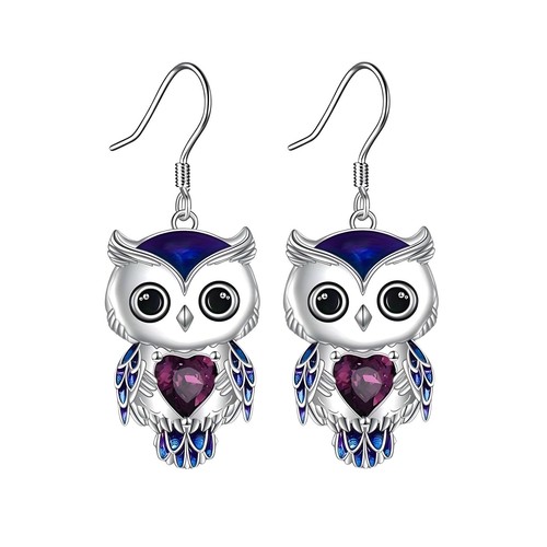 Owl earrings for women silver - owl,
