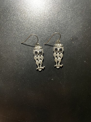 Silver tone owl - silver-tone, dangle
