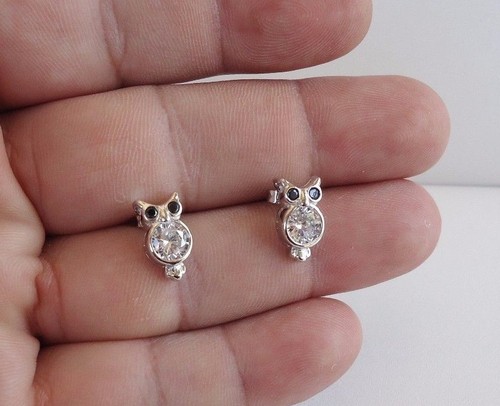 925 sterling silver owl stud - 925,