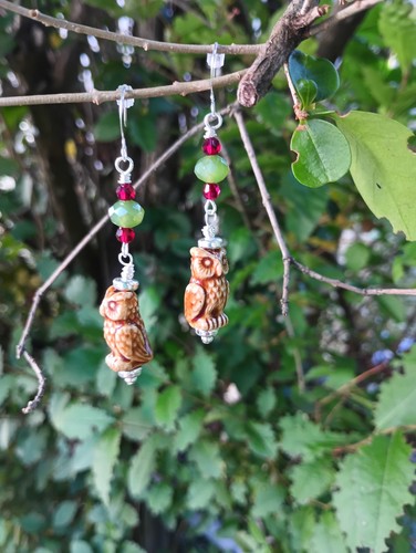 Handmade owl earrings ooak - handmade,