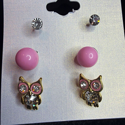 Pair pink owl clear - pink,